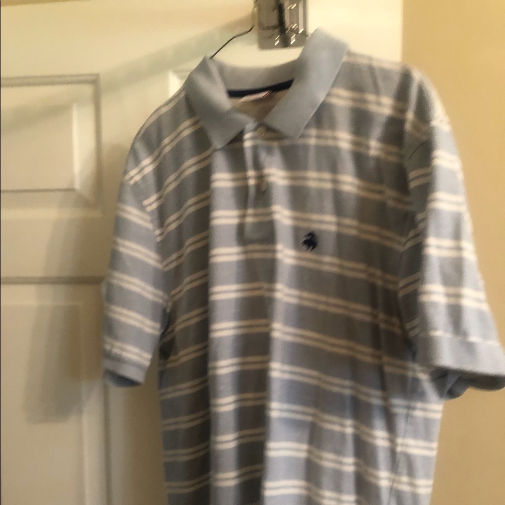 Men’s sz L gray/white Brooks Brothers polo